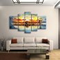 Handmade Pentaptych Contemporary Wall Art Landscape Painting Inner Framed