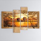 Tetraptych Contemporary Wall Art Landscape Painting Africa Sunset Scene