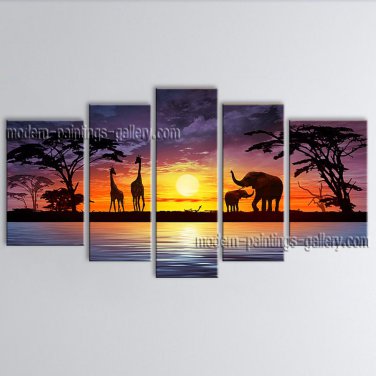 Pentaptych Contemporary Wall Art Landscape Painting Decoration Ideas