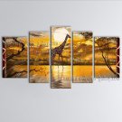 Handmade Pentaptych Contemporary Wall Art Landscape Painting Inner Framed