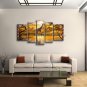 Handmade Pentaptych Contemporary Wall Art Landscape Painting Inner Framed