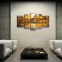 Handmade Pentaptych Contemporary Wall Art Landscape Painting Inner Framed