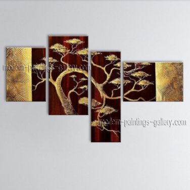4 Pieces Contemporary Wall Art Landscape Painting Tree Inner Framed