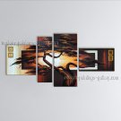 Tetraptych Contemporary Wall Art Landscape Painting Tree Inner Framed