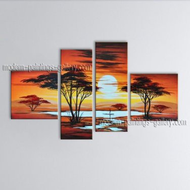 4 Pieces Contemporary Wall Art Landscape Painting Decoration Ideas