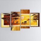 Handmade 4 Pieces Contemporary Wall Art Landscape Painting African Scenery