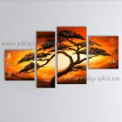 4 Pieces Contemporary Wall Art Landscape Painting Tree Gallery Wrapped