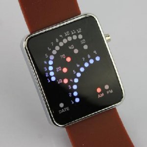 29 LED Blue Red Light Digital Date Time Lady Men Wrist Watch