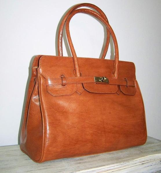 Tan Leather Handbag Purse Iris