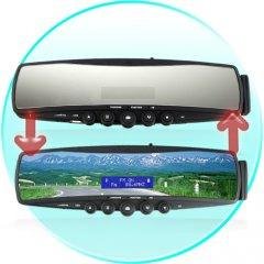 Bluetooth Car Rearview Mirror (MP3 Player, FM Radio, Mini-LCD)