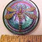 Dragonfly Silver Opaque Glass Button Red Purple Green