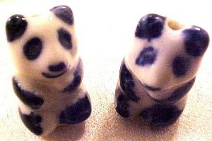 Panda 6 Blue + White Porcelain Beads