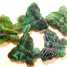 Butterfly Large Green Slag Glass Bead