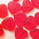 Heart 25 Red Patterned Glass Beads
