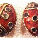 Ladybug 2 Red Cloisonne Beads