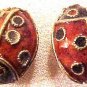 Ladybug 2 Red Cloisonne Beads