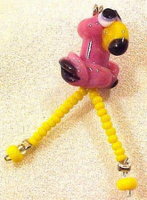 Flamingo Lampworked 2 Part Glass Bead