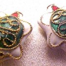 Turtle 3 White Cloisonne Metal Beads