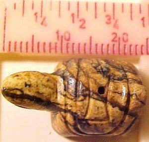 Turtle Carved Picture Jasper Gemstone Bead #2