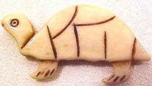 Turtle Carved Bone Flat Bead
