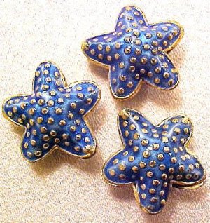 Starfish 5 Light Blue Cloisonne Beads