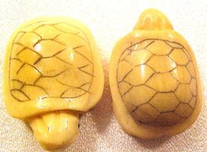 Turtle Carved Enhanced Bone Bead #2