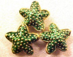 Starfish 5 Green Cloisonne Beads