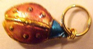 Ladybug 4 Cloisonne Red Blue Head Pendant Beads