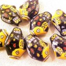 Fish Goldfish 5 Black + Yellow Porcelain Beads