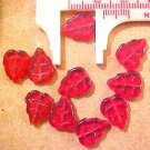 Leaves 25 Red Glass Beads