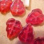 Leaves 25 Red Glass Beads