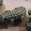 Alligator 4 Teeney Green Ceramic Beads