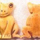 Frog Carved Flat Sitting Bone Bead