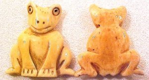 Frog Carved Flat Sitting Bone Bead