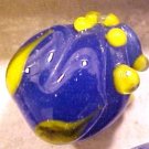 Flower Rosebud Blue with Yellow Lampworked Glass Beads