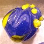 Flower Rosebud Blue with Yellow Lampworked Glass Beads