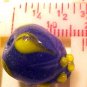 Flower Rosebud Blue with Yellow Lampworked Glass Beads