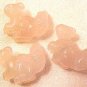 Squirrel Carved Rose Quartz Gemstone Bead
