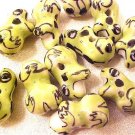 Frog 6 Light Green Porcelain Beads
