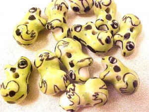 Frog 6 Light Green Porcelain Beads