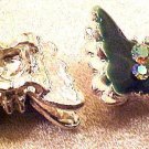 Butterfly 3 Enameled Green 2 Hole Metal Beads
