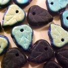 Leaves 25 Black Purple Carnival Glass Beads Top Hole