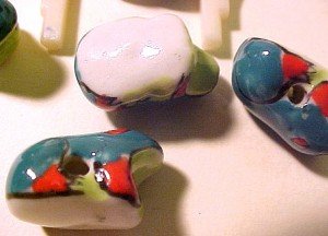 Frog 5 Hand Painted Porcelain Beads