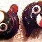 Dog Puppy 3 Dark Brown Lampworked Glass Beads