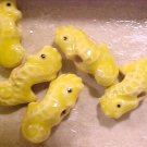 Seahorse 4 Teeney Yellow Ceramic Beads