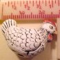 Chicken Hen 3 White Sitting Pottery Bead