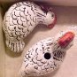 Chicken Hen 3 White Sitting Pottery Bead