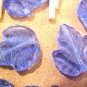 Leaves 12 Large Medium Blue Glass Beads