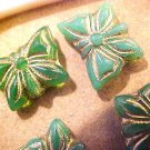 Butterfly 10 Large Green with Gold Beads