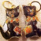Cat 3 Cloisonne Black Metal Pendant Beads